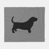 Basset Hound Silhouette grijs en zwart Fleece Deken (Voorkant (Horizontaal))