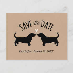 Basset Hound Silhouettes Wedding Save the Date Aankondigingskaart