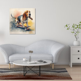 Basset Hound skateboard Poster