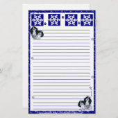 Basset Hound Snow Flake-Kerstmis Briefpapier (Voorkant / Achterkant)