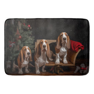 Basset Hound Snowy Sleigh Kerst Decor Badmat
