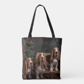 Basset Hound Snowy Sleigh Kerst Decor Draagtas (Achterkant)