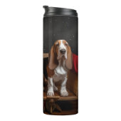 Basset Hound Snowy Sleigh Kerst Decor Thermosbeker (Geroteerd rechts)