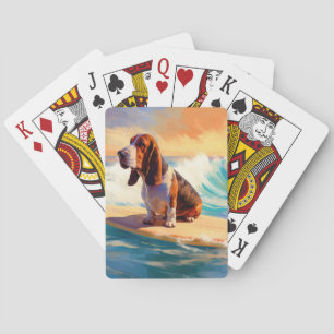 Basset Hound Strand Surfen Schilderij Pokerkaarten
