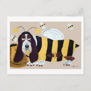 Basset Hound stroopt een bijenkorf leeg Briefkaart