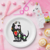 Basset Hound Sugar Skull Papieren Bordje (Feest)