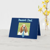 Basset Hound sur carte Fête des pères (Fleur jaune)