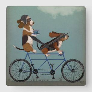 Basset Hound Tandem Vierkante Klok