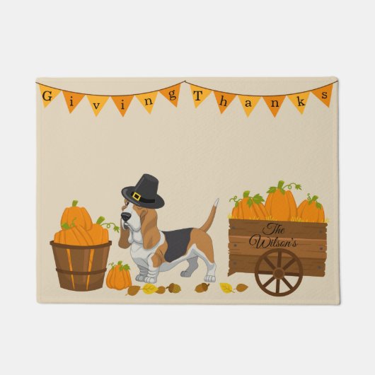Basset Hound Thanksgiving Doormat Deurmat (Voorkant)