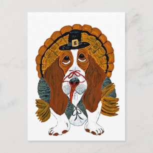 Basset Hound Thanksgiving kalkoen Feestdagenkaart