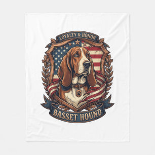 Basset Hound Trouw Eer Hond Amerikaans Vlag Schild Fleece Deken