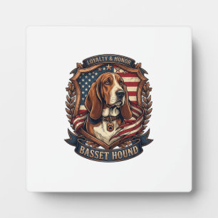 Basset Hound Trouw Eer Hond Amerikaans Vlag Schild Fotoplaat