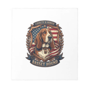 Basset Hound Trouw Eer Hond Amerikaans Vlag Schild Notitieblok