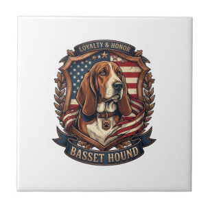 Basset Hound Trouw Eer Hond Amerikaans Vlag Schild Tegeltje