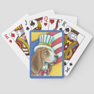BASSET HOUND UNCLE SAM, DOG BICYCLE PLAYCARDS POKERKAARTEN