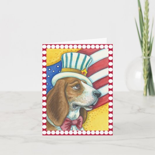 BASSET HOUND UNCLE SAM, DOG NOTE CARD Blank Kaart (Voorkant)