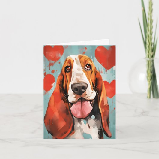 Basset Hound Valentijnsdag Kaart (Voorkant)