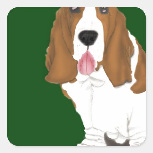 Basset Hound Vierkante Sticker (Voorkant)