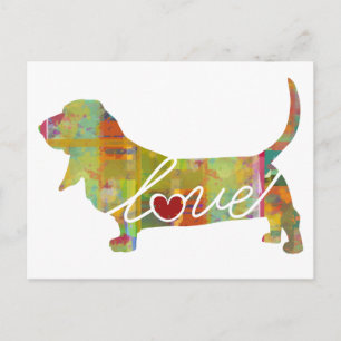Basset Hound-Waterverf Briefkaart