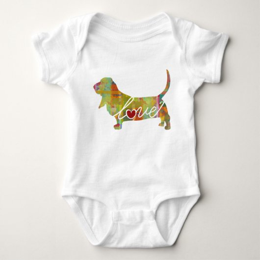 Basset Hound-Waterverf Romper (Voorkant)