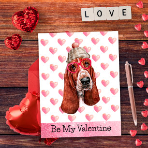 Basset Hound Wees Mijn Valentijnshond Valentijnsda Feestdagenkaart