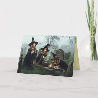 Basset Hound Witch Halloween Card Feestdagen Kaart