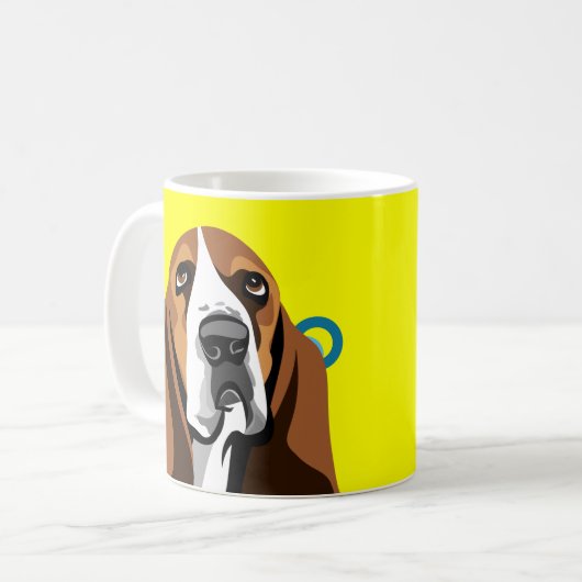 Basset Hound Yellow Mok (Voorkant links)