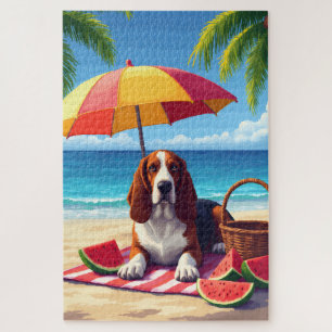 Basset Hound Zomer Strand Scène Legpuzzel