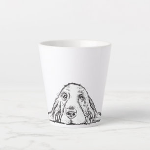 basset hound zwart wit eenvoudig puppy hond ogen latte mok