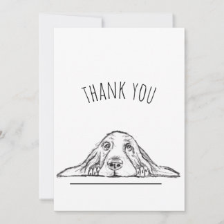 basset hound zwart wit eenvoudig puppy hondenogen  bedankkaart