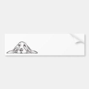 basset hound zwart wit eenvoudig puppy hondenogen bumpersticker