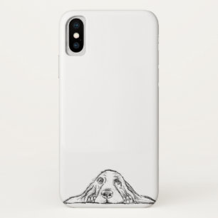 basset hound zwart wit eenvoudig puppy hondenogen iPhone x hoesje