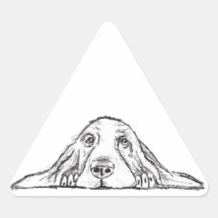 basset hound zwart wit eenvoudig puppy hondenogen driehoek sticker