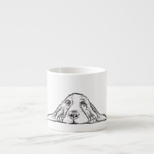 basset hound zwart wit eenvoudig puppy hondenogen espresso kop