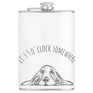 basset hound zwart wit eenvoudig puppy hondenogen  heupfles