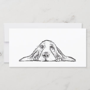 basset hound zwart wit eenvoudig puppy hondenogen kaart