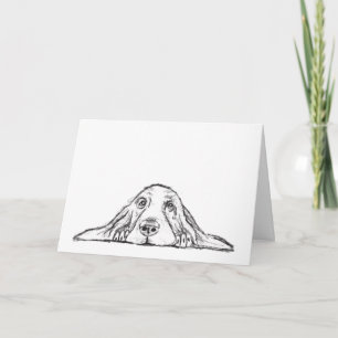 basset hound zwart wit eenvoudig puppy hondenogen kaart