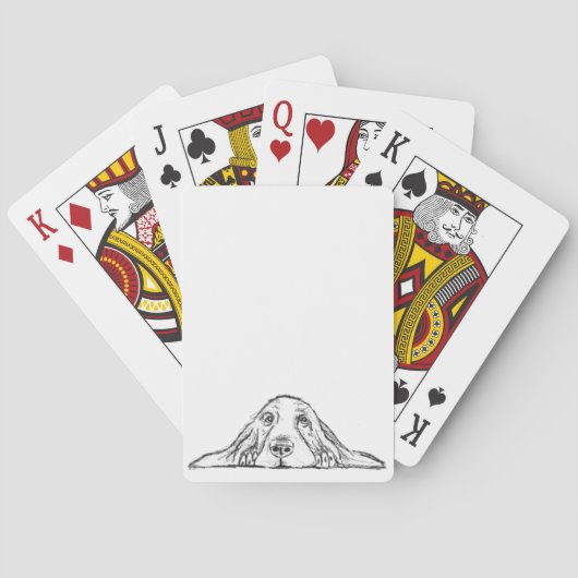 basset hound zwart wit eenvoudig puppy hondenogen pokerkaarten (Achterkant)