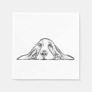basset hound zwart wit eenvoudig puppy hondenogen  servet