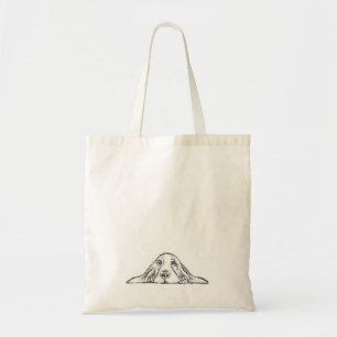 basset hound zwart wit eenvoudig puppy hondenogen  tote bag