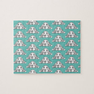 basset hound zwart wit simpele puppy hondenogen legpuzzel