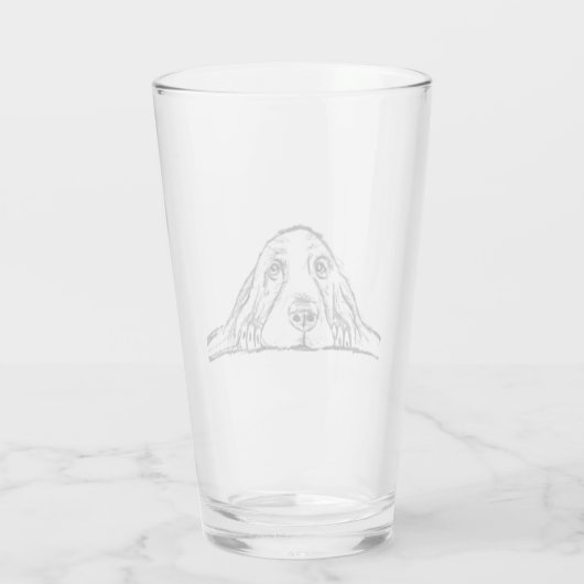 basset hound zwart wit simpels puppy hond ogen glas (Achterkant)