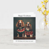 Basset Hounds Bonne carte de Noël (Fleur jaune)