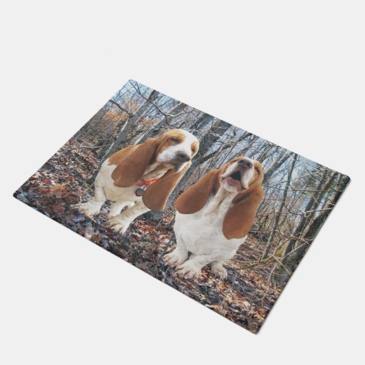Basset Hounds in de Bossen deurmat (Schuin)