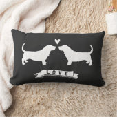 Basset Hounds Love - Dog Silhouettes w/Heart Kussen (Deken)