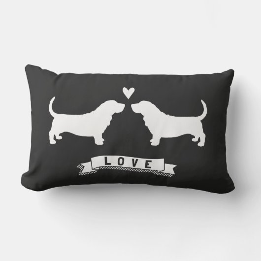 Basset Hounds Love - Dog Silhouettes w/Heart Kussen (Voorkant)