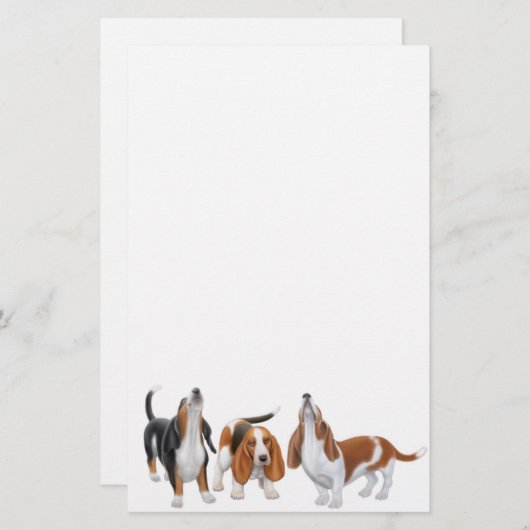 Basset Hounds Stationery Briefpapier (Voorkant / Achterkant)