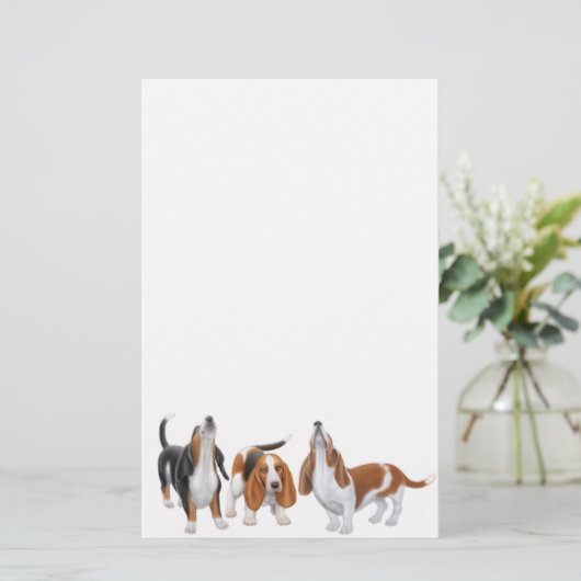 Basset Hounds Stationery Briefpapier (Staand voorkant)