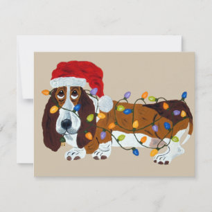 Basset in de Lichten dat van Kerstmis wordt Feestdagenkaart