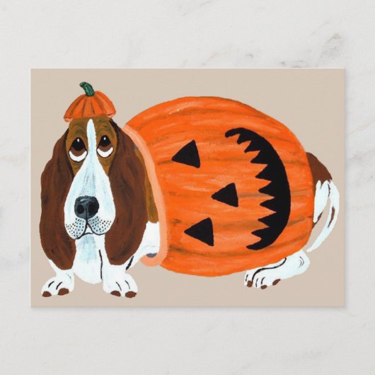 Basset in Pumpkin Suit Briefkaart (Voorkant)